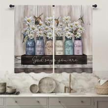 Rustic Floral Bible Kitchen Curtain 27.5x39 Inch 2-Panel