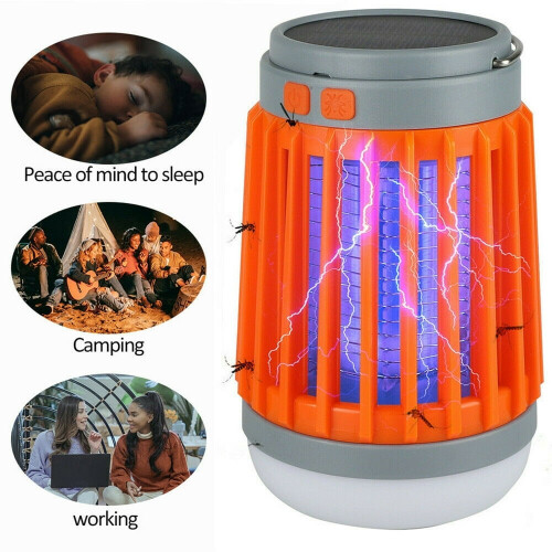 Solar Bug Zapper Lamp Rechargeable Waterproof 1pc