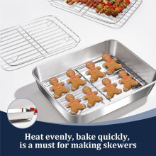 Baking Sheet Set of 2, Stainless Steel Cookie Sheet Baking Sheet Pan, Non Toxics & Heavy Duty & Easy Clean