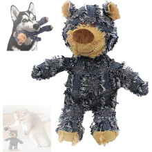 Squeaky Plush Bear Toy for Dogs Blue Large