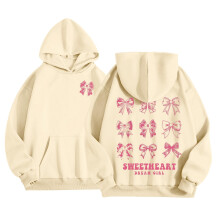 SonxaHe Girls Hooded Sweatshirt Bow Print Long Sleeve