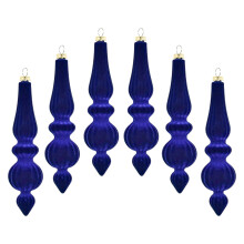 6.7-inch Shatterproof Plastic Christmas Ornaments Blue 6 pcs
