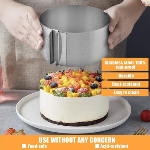 Cake Ring Adjustable Stainless Steel Baking Ring Sturdy Cake Mould Cake Ring, for Mousse Baking Dessert Cake Making