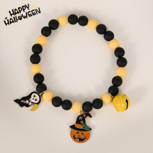 (Yellow)Halloween Pet Jewelry With Cute Ghost And Skull Beads For Cats Dress Holiday