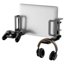 Verticale Laptopstandaard, Geen Boorgaten Nodig voor aan Het Bureau, Laptopstandaard, Organizer, Verstelbare Laptophouder, Bureauklem, Zwart