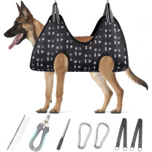 Dog Grooming Hammock Harness with Nail Clippers, Trimmer,