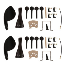 2X 4/4 Ebony Violin Parts Tailpiece Pegs Chinrest Maple Bridge Set