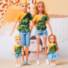 (Style A)4pcs Dolls 30cm Characters From Family Wearing Shoes With Fashion Accessories For Play