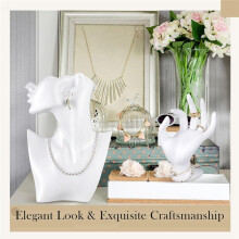 4 Pack Resin Jewelry Mannequin Display Set Necklace Earring Display Stand and Female Mannequin Hand Ring Bracelet Holder