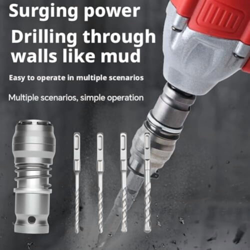 Rotary Hammer Adapter with Impact Drill Bits Set 4-Piece 1