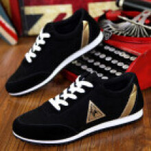 (Black,39Foot Length24.5cm/9.8in)Non Slip Sports Shoes Men Round Toe Low Top Pu Upper Casual Breathable Mesh