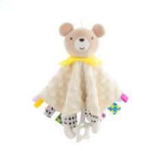 (Beige Bear)Baby Plush Toy Comfort Pillow For Cognitive And Handeye Coordination Development