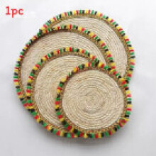 (Multicolor Tassel,38CM)Hanrafted Woven Insulator Bamboo Table Coaster Set With Insulation For Use Home
