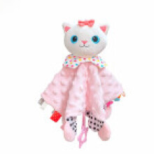 (Pink Cat)Baby Plush Toy Comfort Pillow For Cognitive And Handeye Coordination Development