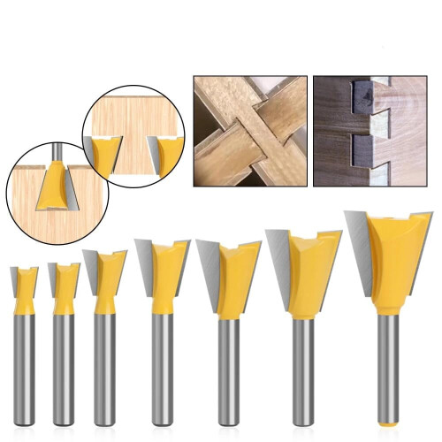 Dovetail Joint Router Bit Set 6 pcs 1/4 to 7/8 inch 1