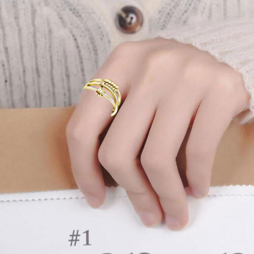 Adjustable Open Fidget Ring Gold for Women 2