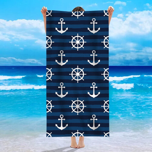 Ocean Beach Terry Towel Printed with Dolphin Design 2
