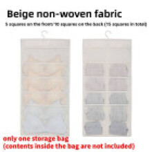 (Beige Front 5) Organizer Closet Hanging With Multiple Pockets For Lingerie Socks And Use