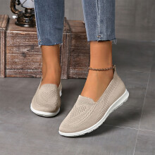 Willtoo Tennis Shoes Women's Slip-On Knit Loafers Beige 9W