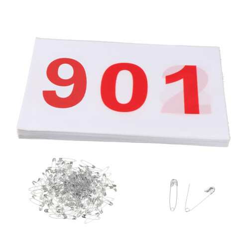 Running Bibs Athlete Numbers Reusable with Pins 100 Pieces