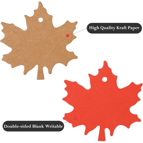 Paper Maple Leaf Gift Tags with Ribbon 150 Pcs 2