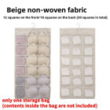 (Beige Front 12) Organizer Closet Hanging With Multiple Pockets For Lingerie Socks And Use