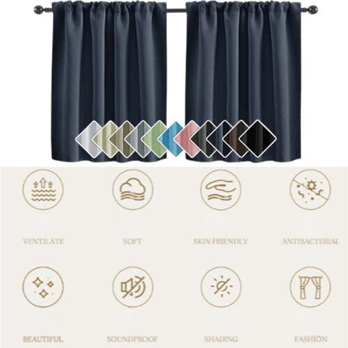 Thermal Blackout Curtains for Small Windows Blue 29.9x36 1