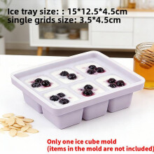 (Purple Six Grid) Food Baby Silicone Ice Cube Mold With Lid Freezer Storage Tray Use For Family