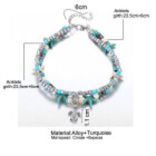 Women Foot Chain Starfish Turtle Sandal Turquoise Bead Ankle Bracelet Boho Beach