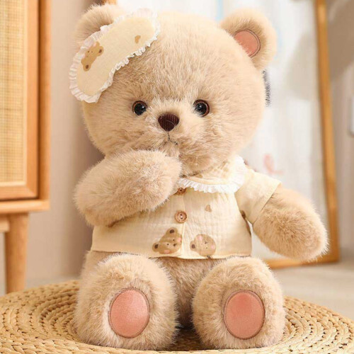 Bear Cuddle Pillow Fleece 16 Inch White Khaki