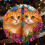Ceramic Cat Stained Glass Christmas Ornament Double-Sided 2 4