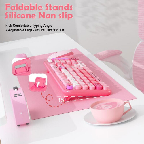 Wireless Keyboard and Mouse Set Retro Typewriter Style 2