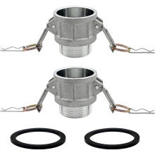 2PCS Type B Global Type B Cam and Hose Fitting,2inch Plug X 2inch NPT Male with 2 PCS 2in Camlock Gasket Fitting