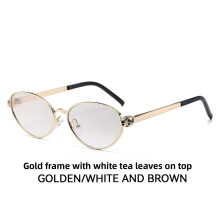 (Silver)Lunettes de soleil élégantes monture dorée avec plusieurs options de verres pour sorties fêtes d'été