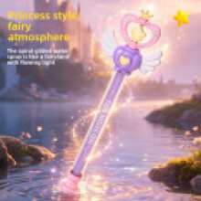 (Purple Fairy )Pistola de agua de juguete con efecto de fuegos artificiales giratorio y cañón de agua para disparar y salpicar para