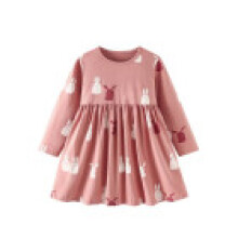 (150cm) Girl Sleeve Long Cotton Toddler Dress With Soft Fabric Cartoon Kids Print Animal