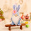 Easter tabletop couple doll set with apron dress 5
