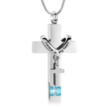 Birthstone Cross Urn Necklace for Ashes 1pc
