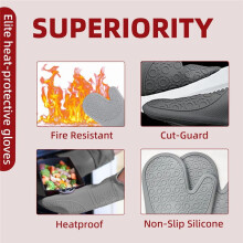 Multifunctional Silicone Oven Gloves Heat-Resistant and Waterproof Gloves, Suitable for Baking and Cooking.