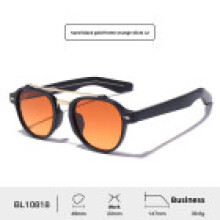 (Black Gold Orange)Lunettes de soleil vintage style pilote homme Uv400 lunettes de protection solaire pour équitation