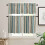 Boho Vertical Stripe Kitchen Curtains Set Green Beige Rod 2