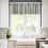 Boho Vertical Stripe Kitchen Curtains Set Green Beige Rod 3