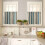 Boho Vertical Stripe Kitchen Curtains Set Green Beige Rod 4
