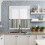 Boho Vertical Stripe Kitchen Curtains Set Green Beige Rod 6