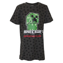 (7-8 Years, Grey) Minecraft Childrens/Kids Creeper All-Over Print T-Shirt