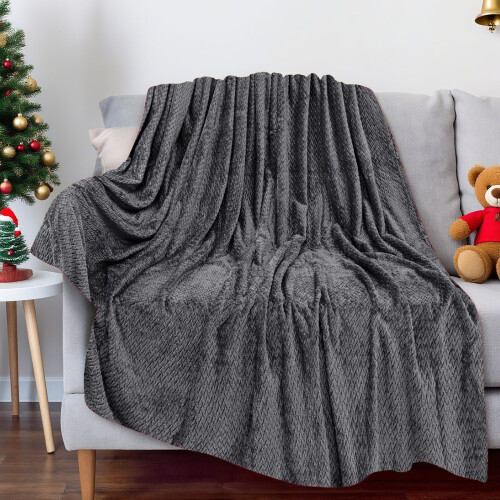 Christmas Throw Blanket Plush Fuzzy Gray 40"x52"