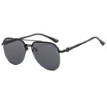 (Black Grey)Mens Chic Metal Frame Sun Glasses With Uv380 Suitable For Urban Wear Fashion