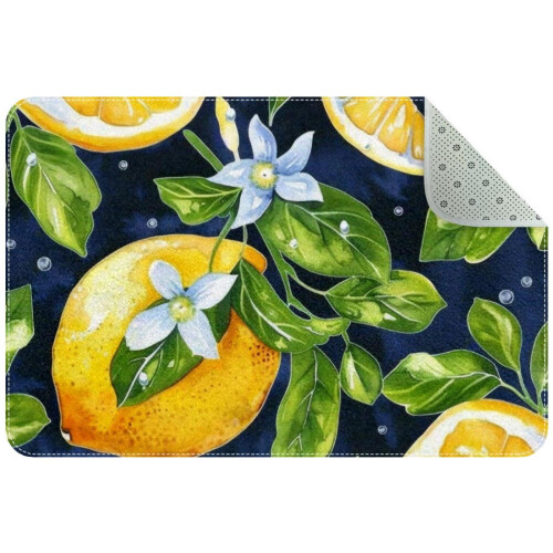 Watercolor Lemon Area Rug Non-Slip Washable