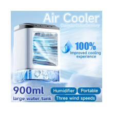 (Blanc (avec compartiment glaçons)) Refroidisseur d'air portable de haute qualité avec compartiment glaçons intégré, 3 vitess