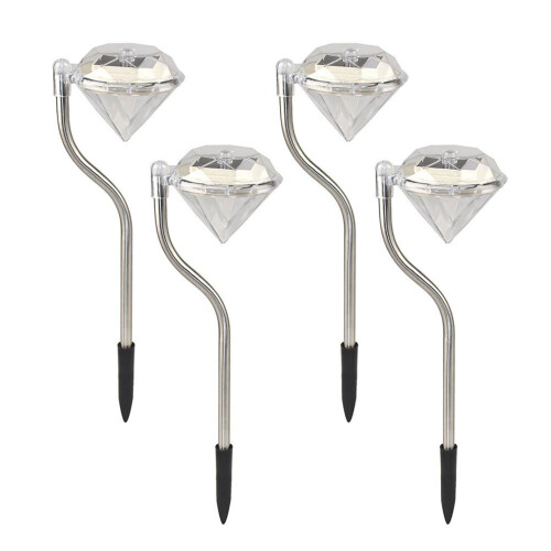 (Colour Changing LED)  Solar Diamond LED Lights Set of 4